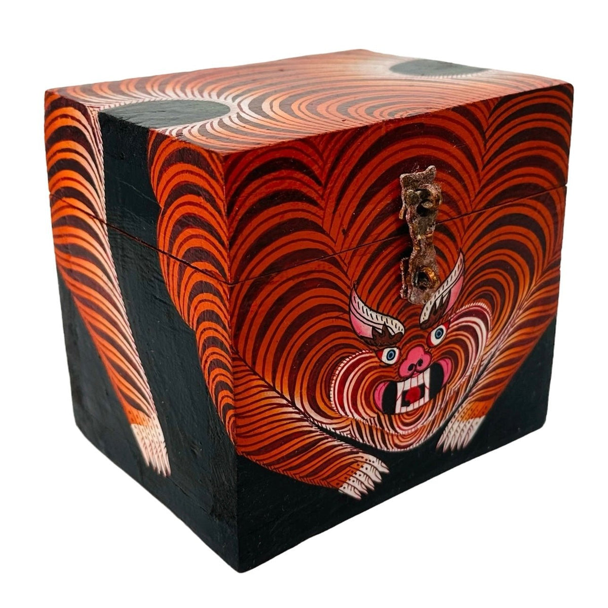 Kleine Tibetische Tiger-Holzschatulle - Atelier Tibet