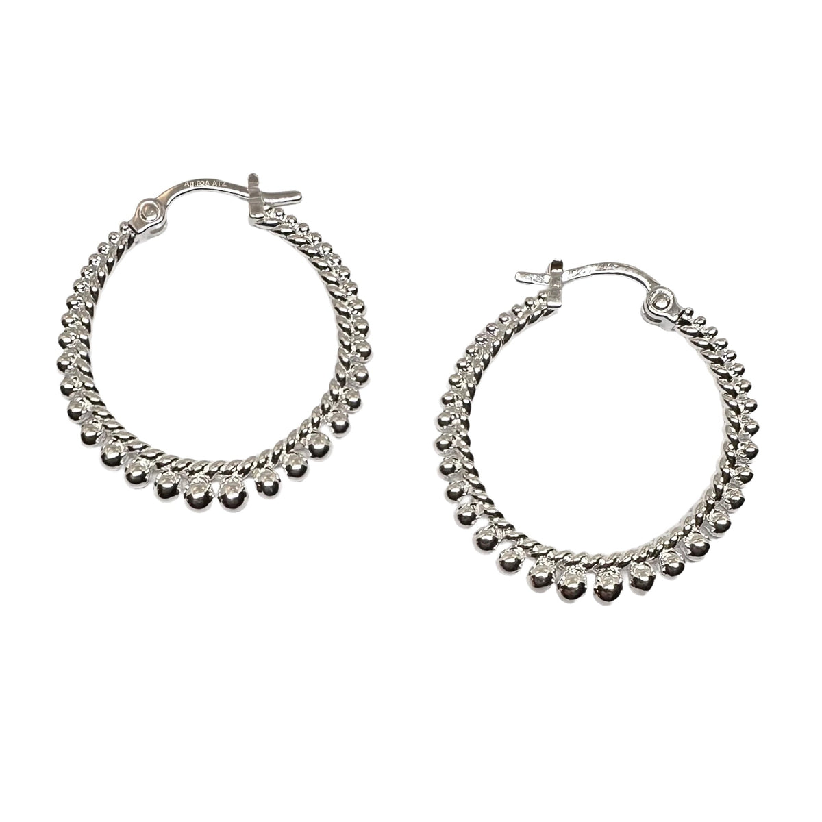 Kreolen mit Kugelmuster, Silber oder vergoldet Ø 30 mm - Atelier Tibet