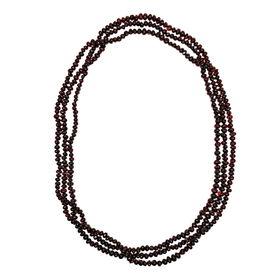 Lange Dreifach-Halskette aus dunklen Bernsteinen - Atelier Tibet