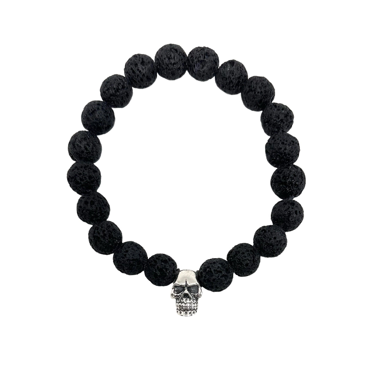 Lava Armband Mala mit Silberschädel - Atelier Tibet