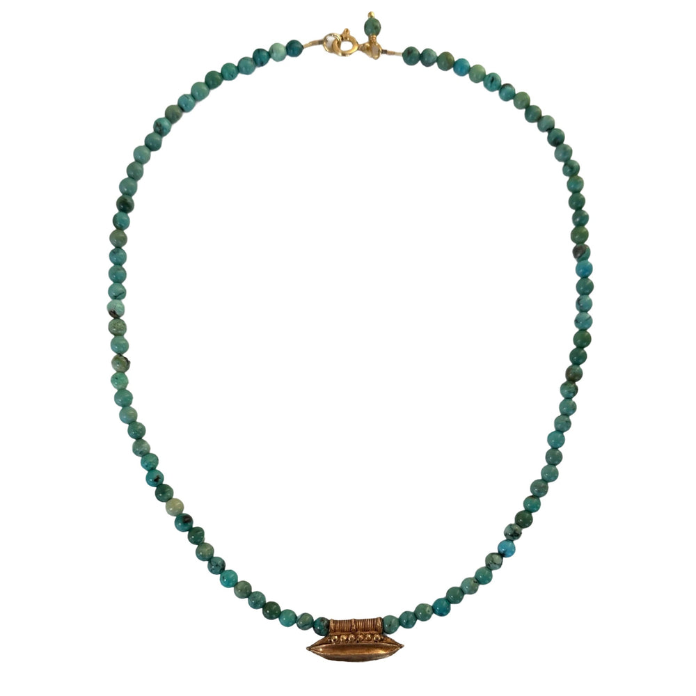 Limited Edition #10: Türkis-Halskette mit antikem indischem Goldanhänger - nur 1 Stück! - Atelier Tibet