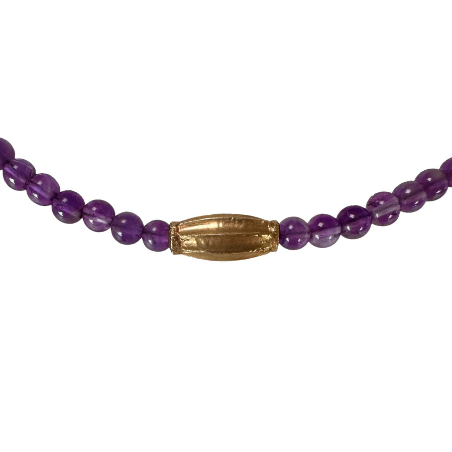 Limited Edition #13: Amethyst-Halskette mit antiker indischer Goldperle - nur 3 Stück! - Atelier Tibet