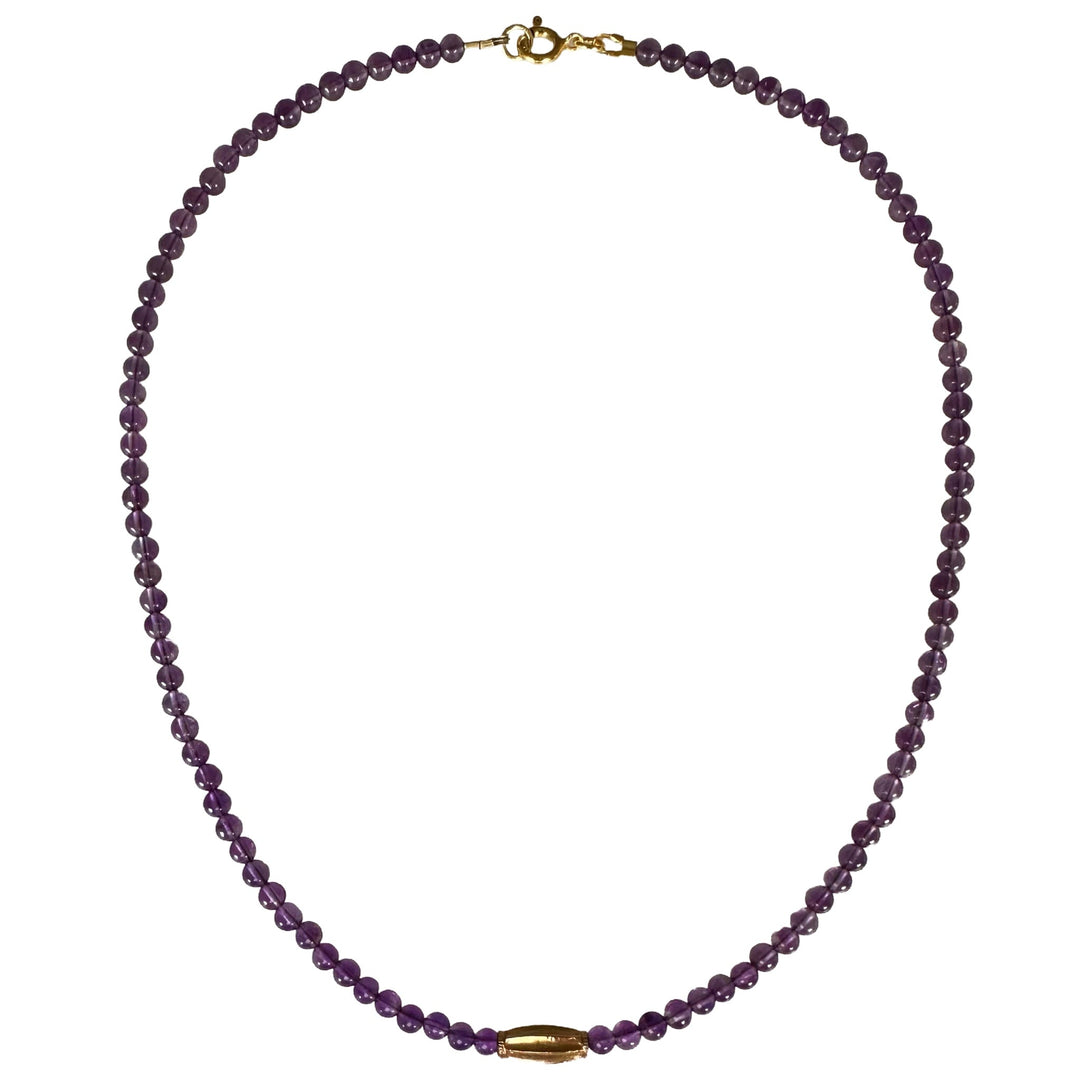 Limited Edition #13: Amethyst-Halskette mit antiker indischer Goldperle - nur 3 Stück! - Atelier Tibet