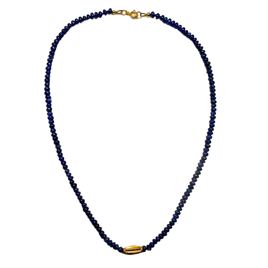 Limited Edition #3: Saphir-Halskette mit antiker indischer Goldperle - nur 3 Stück! - Atelier Tibet