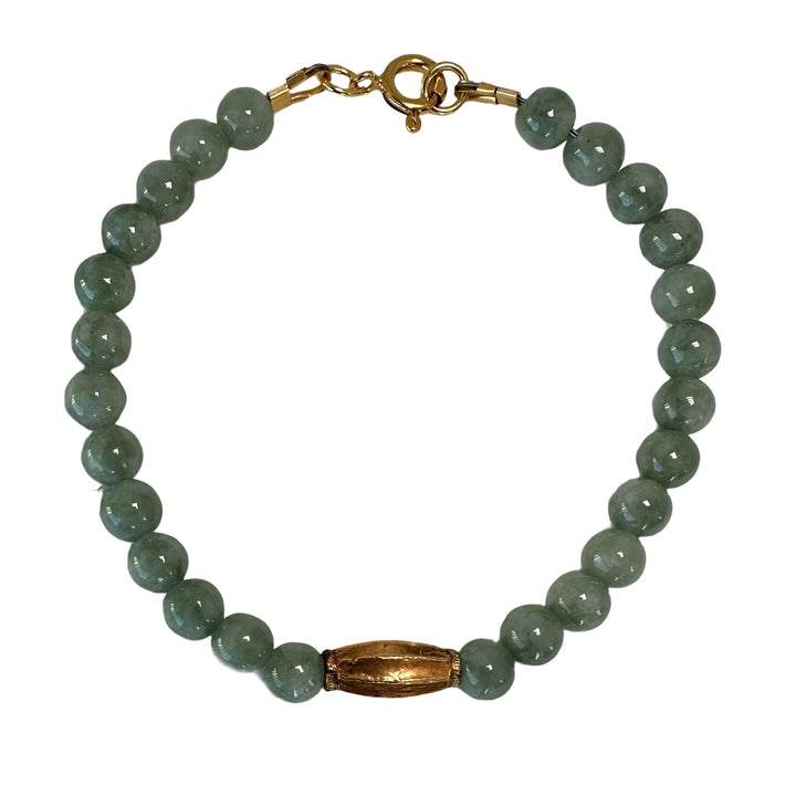 Limited Edition #7: Jade-Armband mit antiker indischem Gold-Perle - nur 4 Stück! - Atelier Tibet