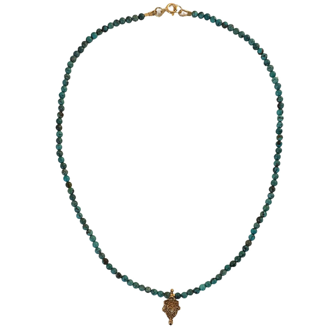 Limited Edition #9: Türkis-Halskette mit antikem indischem Goldanhänger - nur 3 Stück! - Atelier Tibet