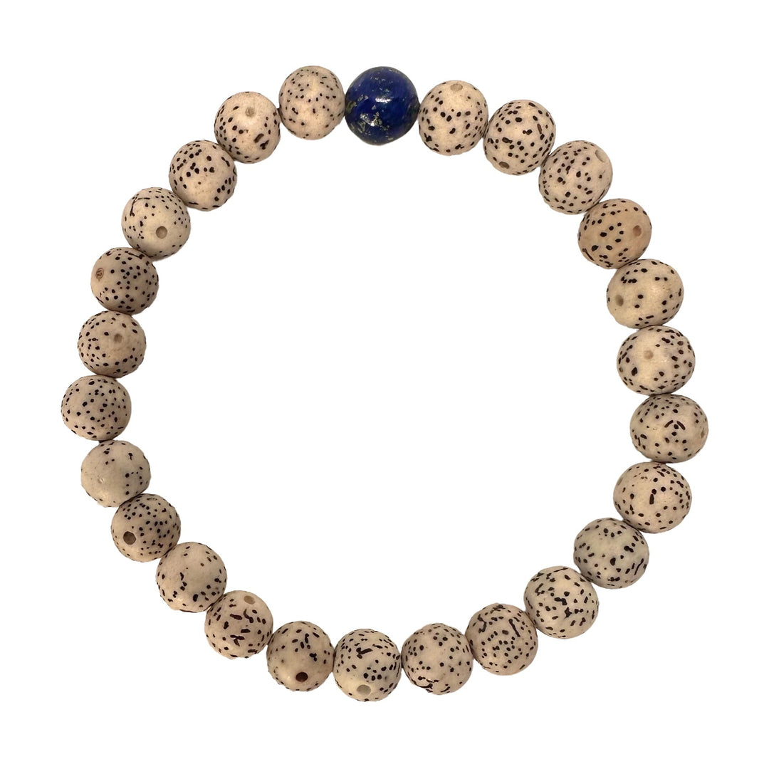 Lotus Samen Mala-Armband mit Lapis Lazuli - Atelier Tibet