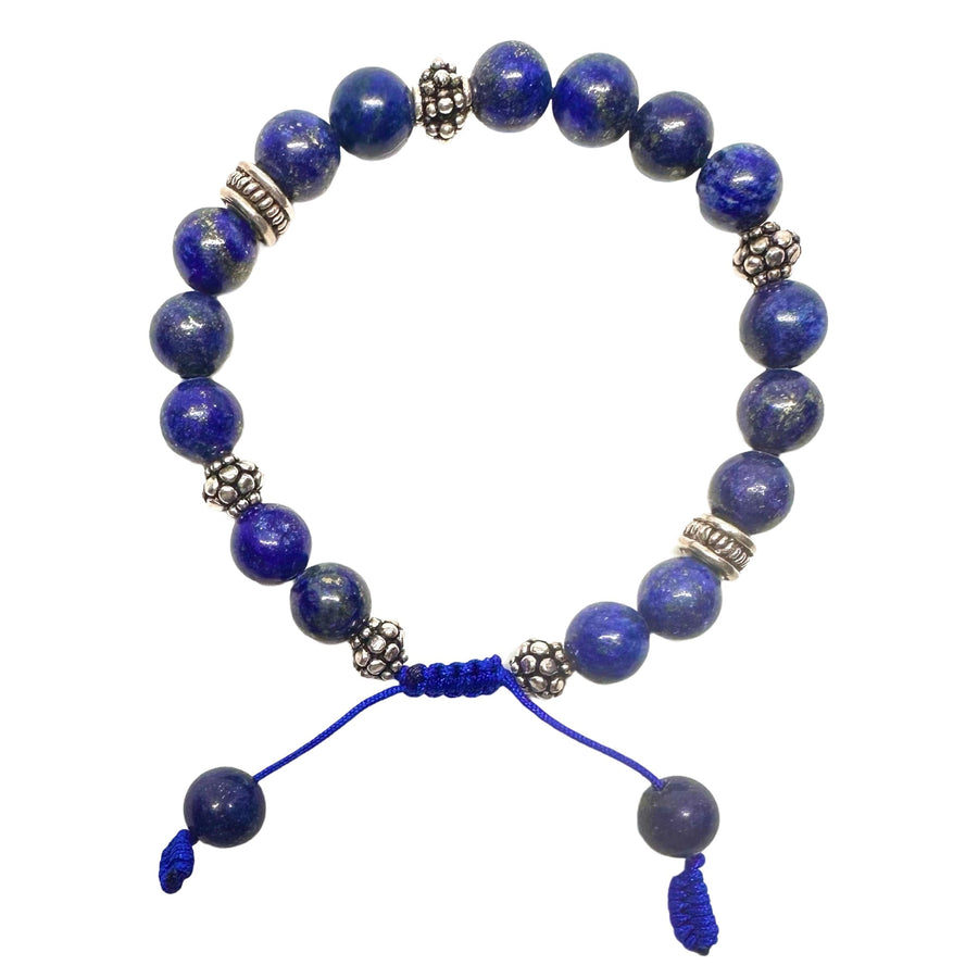 Mala-Armband mit Lapis Lazuli und Silberperlen - Atelier Tibet
