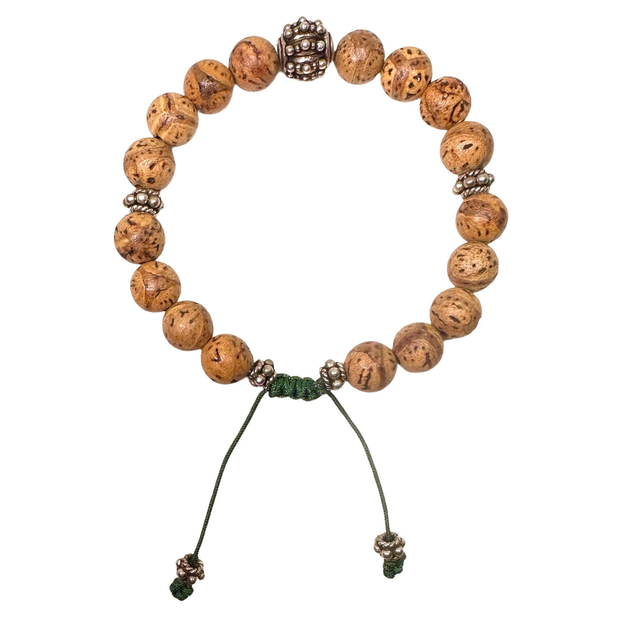 Mala-Armband mit Lotus-Samen und Silberperlen - Atelier Tibet