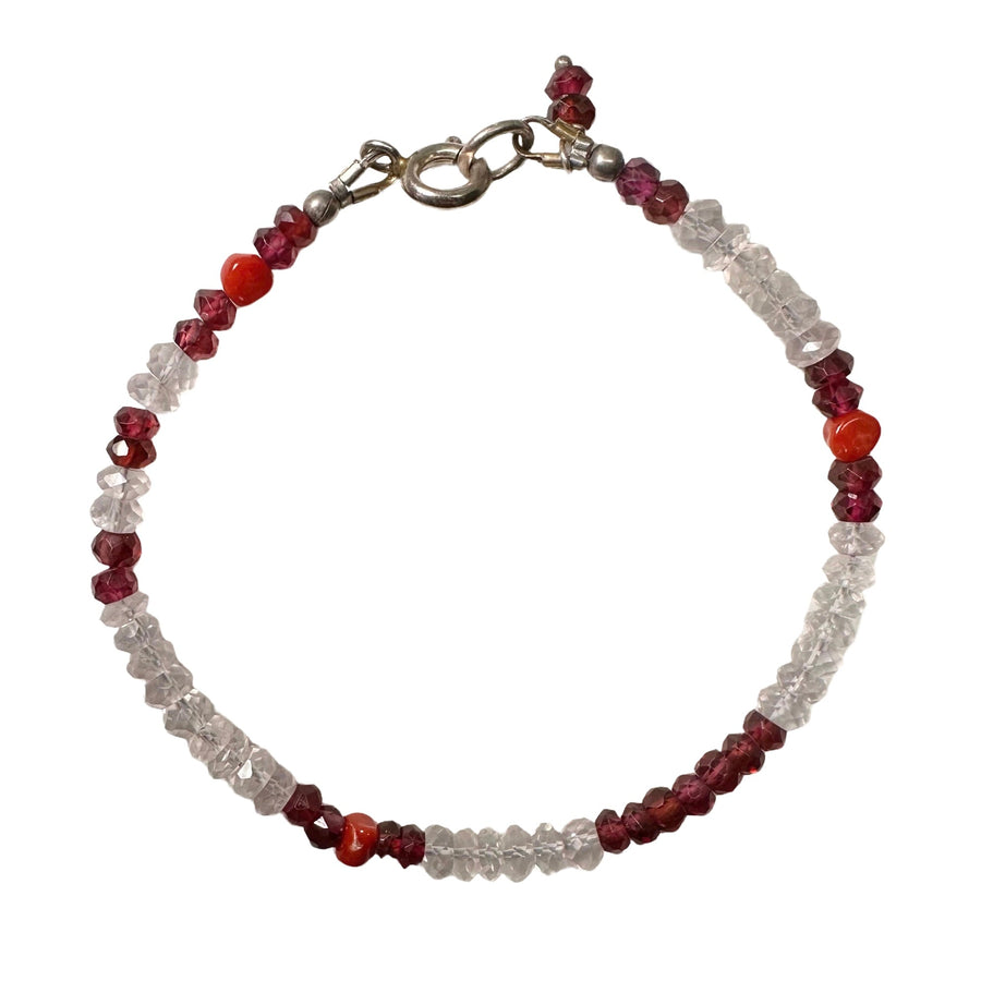 Mala-Armband mit Mondstein, Granat und Korallen - Atelier Tibet