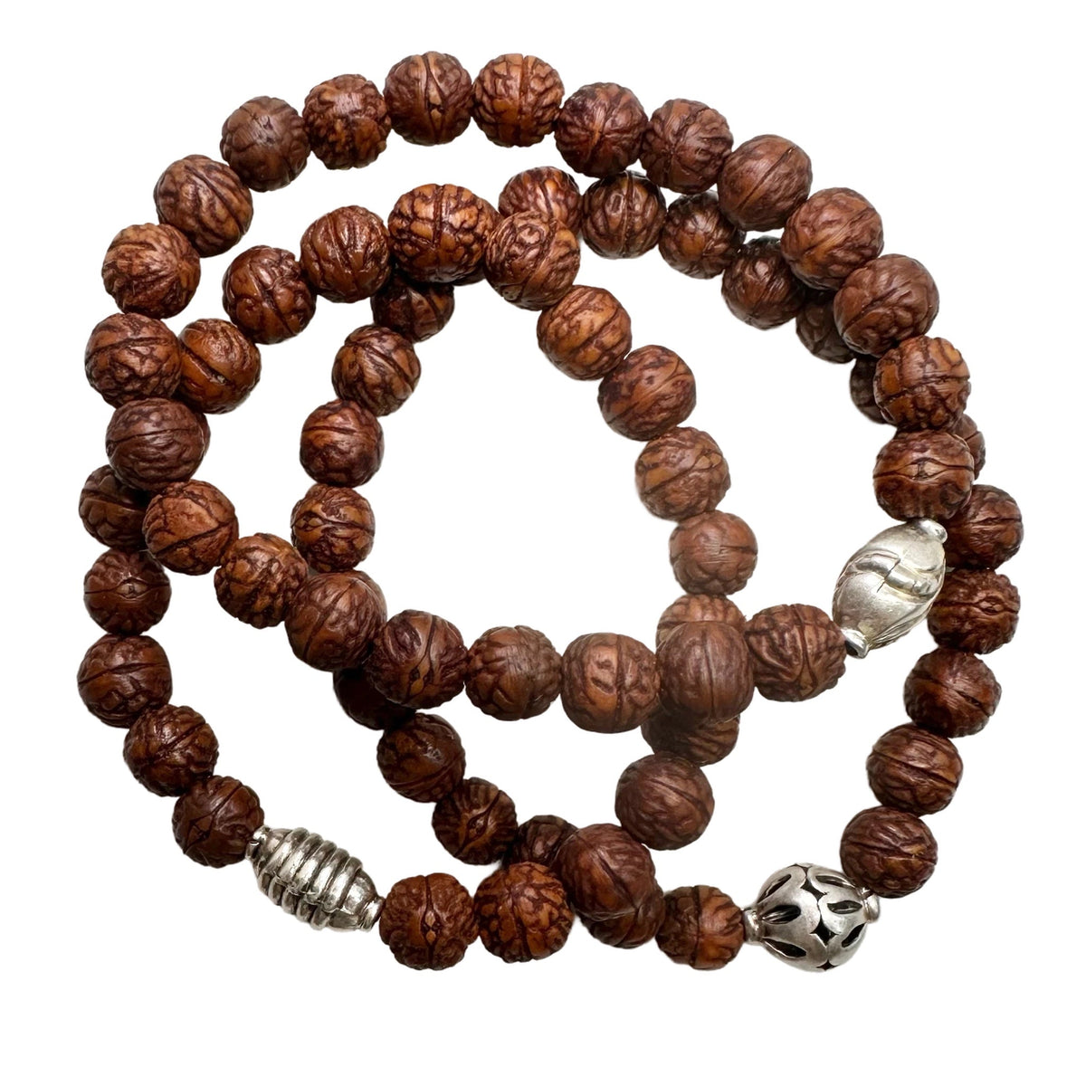 Mala-Armband mit Raktu-Samen und Silberperlen - Atelier Tibet