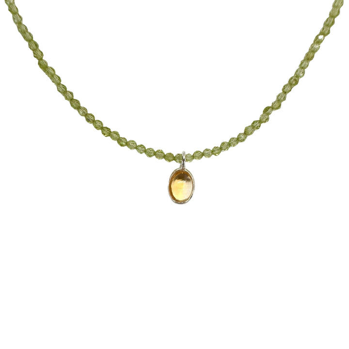 Peridot-Kette mit Citrin-Anhänger - Atelier Tibet