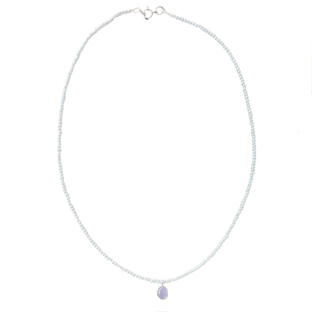 Perlen-Halskette mit Rosenquarz Anhänger - Atelier Tibet