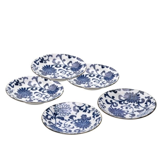 Porzellan-Teller mit blauem Blumenmuster - Atelier Tibet