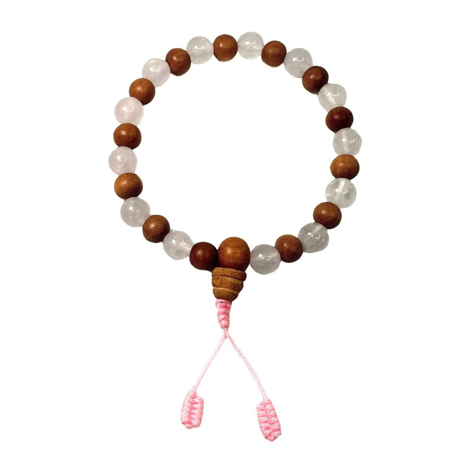 Rosenquarz und Sandelholz Armband Mala - Atelier Tibet