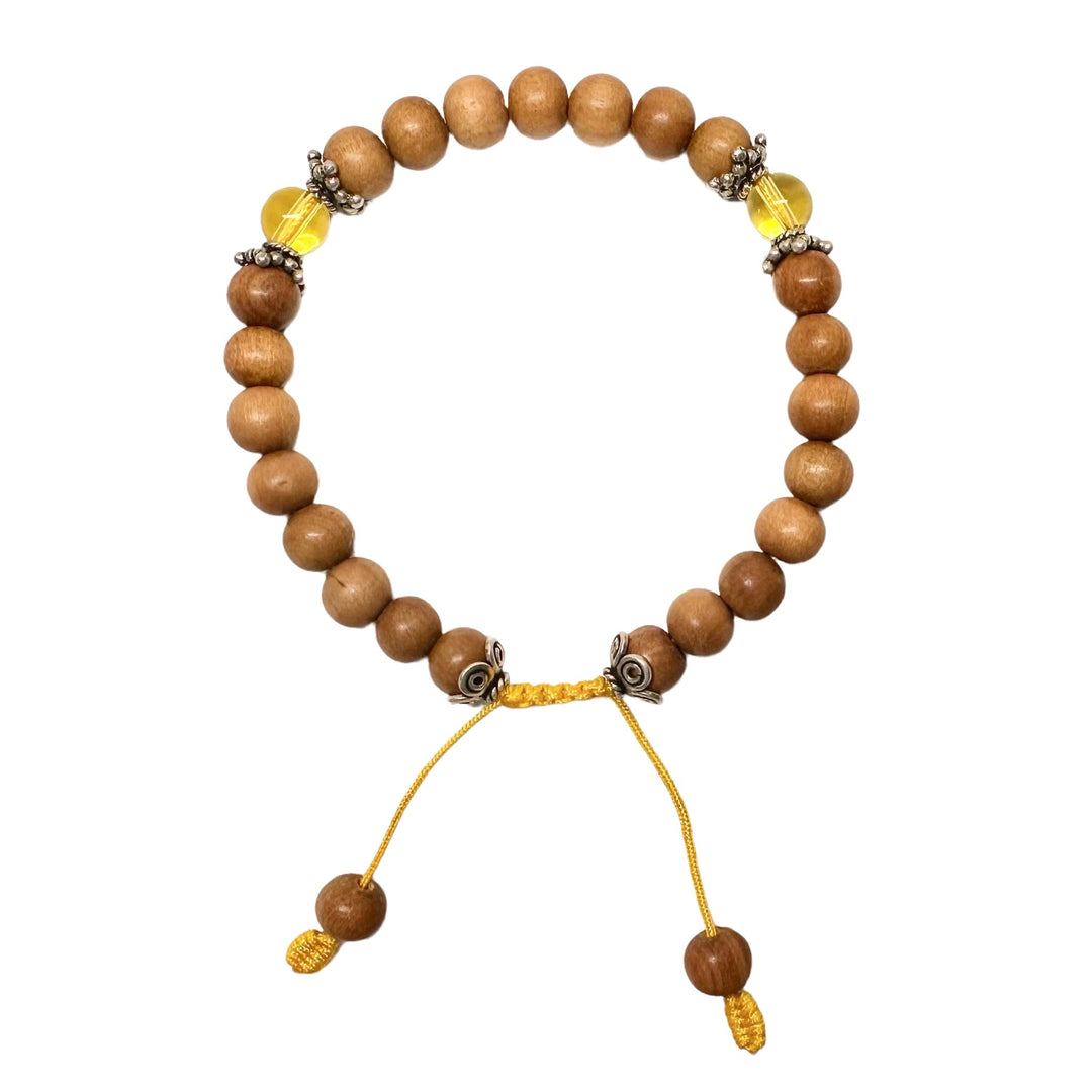 Sandelholz Mala Armband mit Bernstein (⌀ 8 mm) - Atelier Tibet