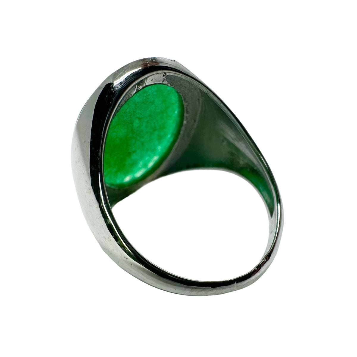 Silberring mit grünem Jadestein - Atelier Tibet