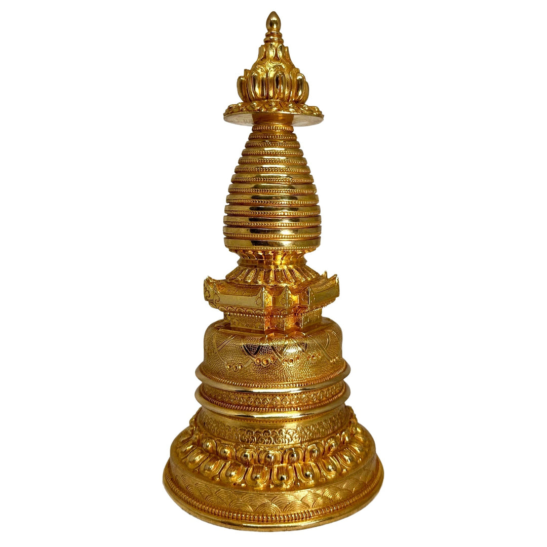 Stupa aus vergoldetem Kupfer - Atelier Tibet