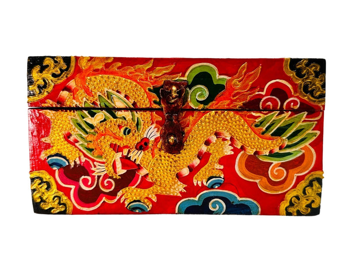 Tibetische Holzschatulle «Drachen» - Atelier Tibet