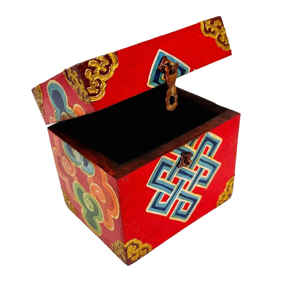 Tibetische Holzschatulle «Endloser Knoten» - Atelier Tibet