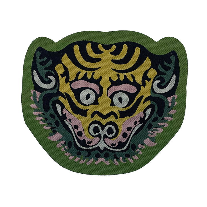 Tibetischer Aufbügel-Patch «Tiger Head», 2er-Set, verschiedene Farben