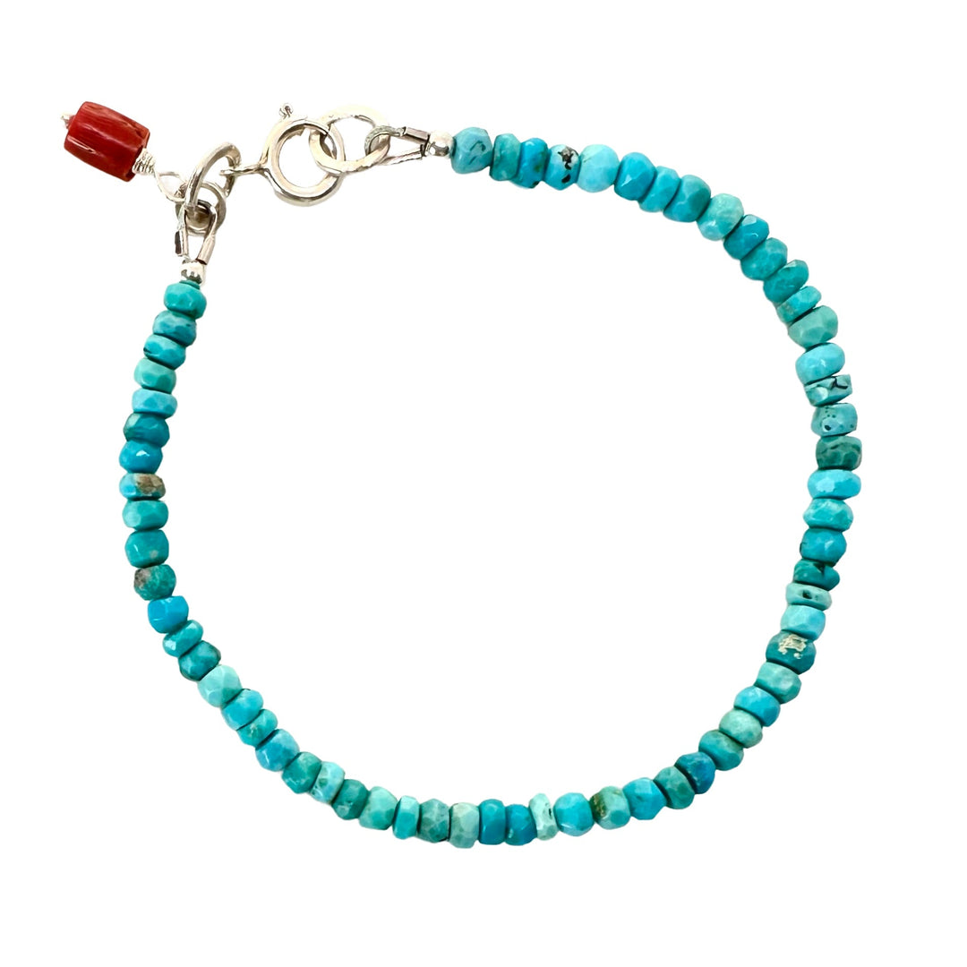 Türkis Armband Mala mit Koralle - Atelier Tibet