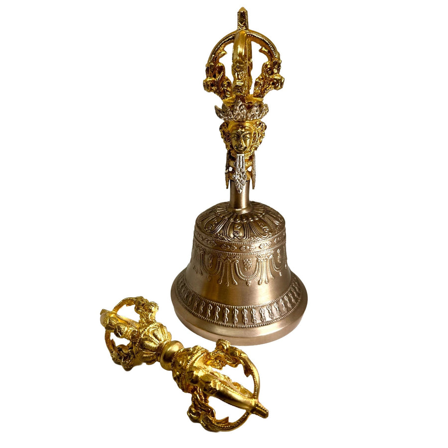 Vajra und Ghanta-Set aus vergoldeter Bronze - Atelier Tibet