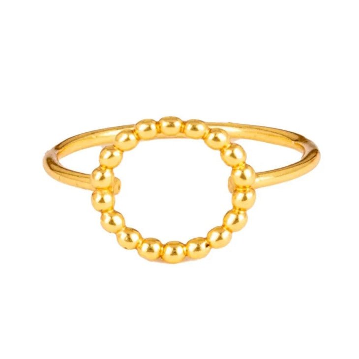 Vergoldeter Ring mit Punkt-Kreis - Atelier Tibet