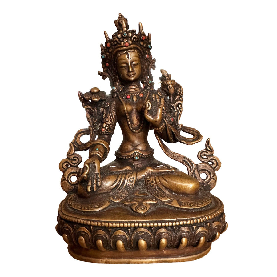 Weisse Tara-Statue aus Kupfer - Atelier Tibet
